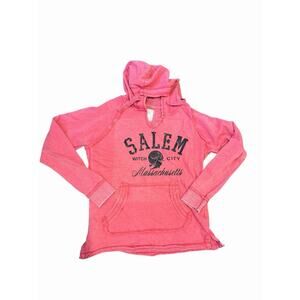 Bay State Gear Salem Witch City Massachusetts Hooded Sweatshirt L Distressed Red